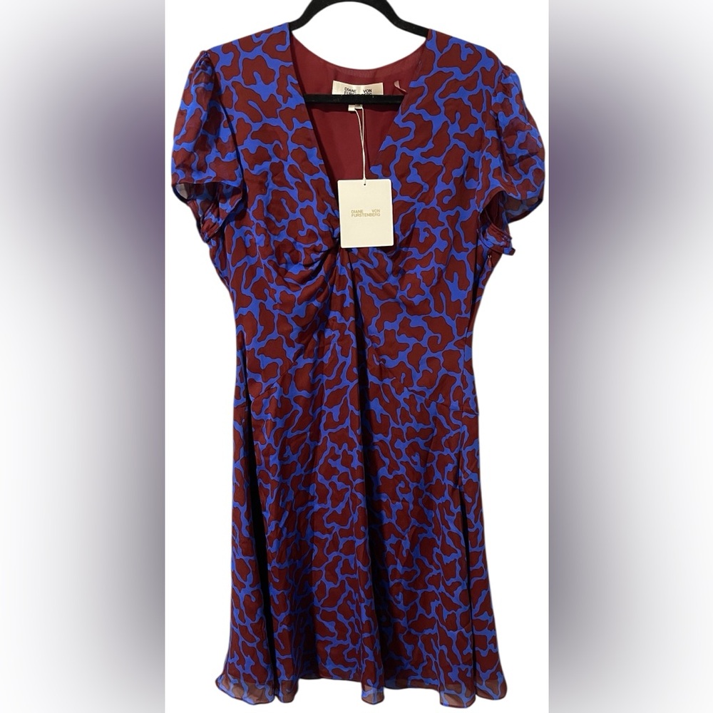 Diane Von Furstenberg Red and Blue Abstract Dress